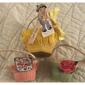 Vintage CA‎ Reed Crepe Paper Candy Containers 1950s Adorable!